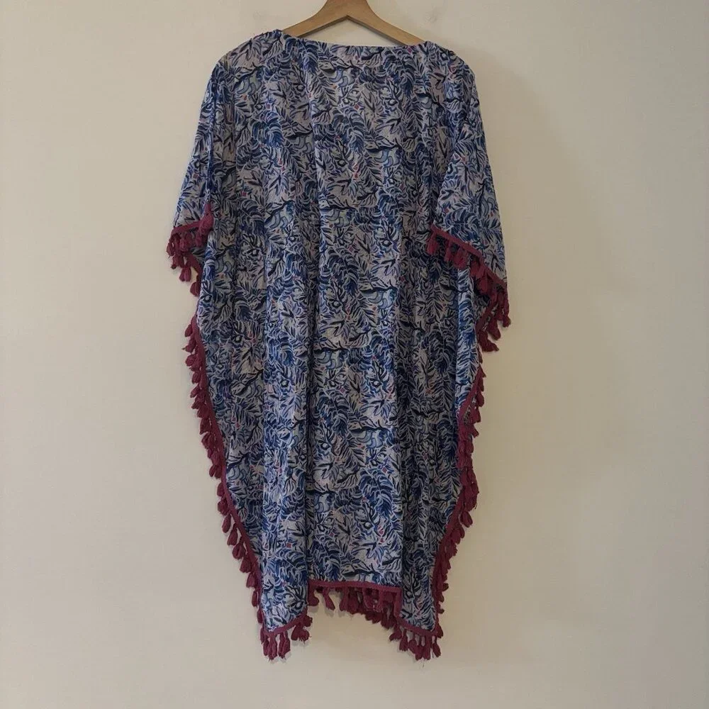 Simply Southern Cover Up‎ Size L -XL Blue Pink Tropical Beach Resort Vacay NEW